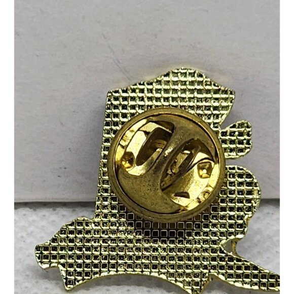 Alaska State Outline Enamel Lapel Pin With Gold-Tone Design & Star Detailing - Picture 3 of 6